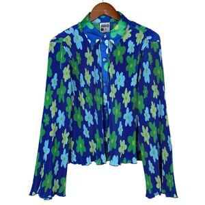 Target Black History Month x Sammy B Shirt Blue Green Floral Pleated Women's XL